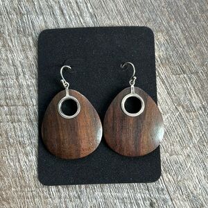 Silpada Teardrop Sterling and Sonokeling Wood Earrings